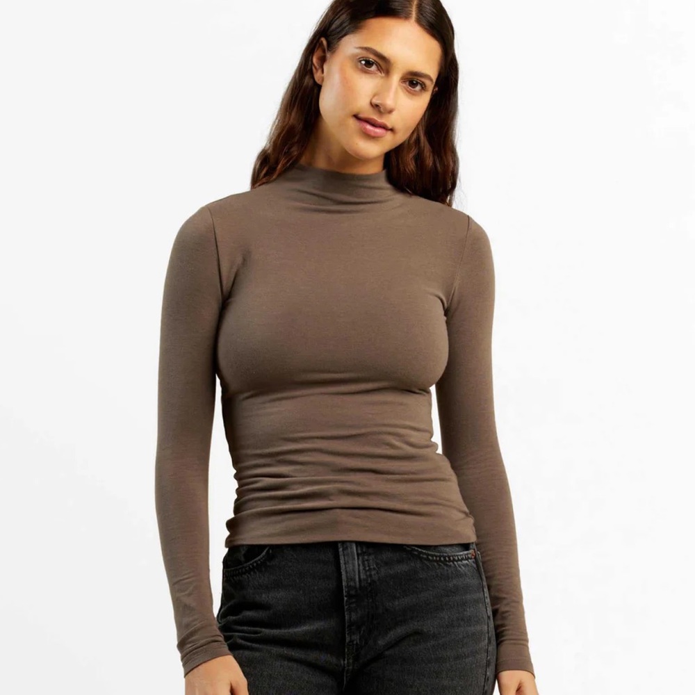 Nuuds Long Sleeve Cotton Stretch Mockneck Shirt Sz XXL or XL